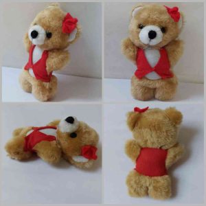 اسباب بازی عروسک خرس تدی پاپیون دار لباس قرمز عروسک کادو و هدیه ولنتاین روز عشق مناسب داخل باکس و پاکت هدیه